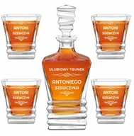 Karafki - Karafka geometric z 4 szklankami i grawerem dla gentlamana - miniaturka - grafika 1