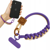 Pozostałe akcesoria do telefonów - Smycz Do Telefonu Uchwyt Zawieszka Na Nadgarstek Pleciona Fioletowo-Brązowa - miniaturka - grafika 1