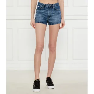 Guess Jeans Jeansowe szorty Regular Fit z dodatkiem lnu - Spodenki damskie - miniaturka - grafika 1