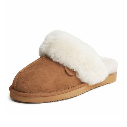 Dearfoams Damskie kapcie Fireside Sydney Shearling Scuff, Kasztan - 38 EU