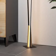 Lampy stojące - Lampa stojąca LED Panagria czarna, detale z drewna - miniaturka - grafika 1