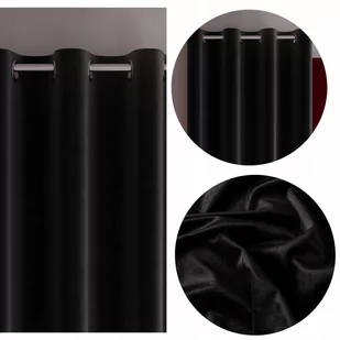 Zasłona Welurowa 140x260 czarna przelotki gładka - Zasłony - miniaturka - grafika 1