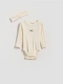 Komplety dla niemowląt - Reserved - Bawełniane body z opaską - złamana biel - miniaturka - grafika 1