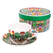 Filiżanki - Filiżanka Małgosia w pudełku do kawy i herbaty 300ml koguty łowickie - miniaturka - grafika 1