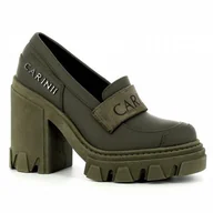 Mokasyny damskie - Oliwkowe mokasyny damskie CARINII - Carinii - miniaturka - grafika 1