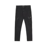 Spodnie męskie - Cropp - Czarne jeansy carrot fit z kieszeniami cargo - Czarny - miniaturka - grafika 1