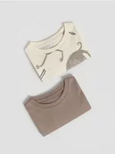 Bluzki dla niemowląt - Reserved - Bawełniany t-shirt 2 pack - złamana biel - miniaturka - grafika 1