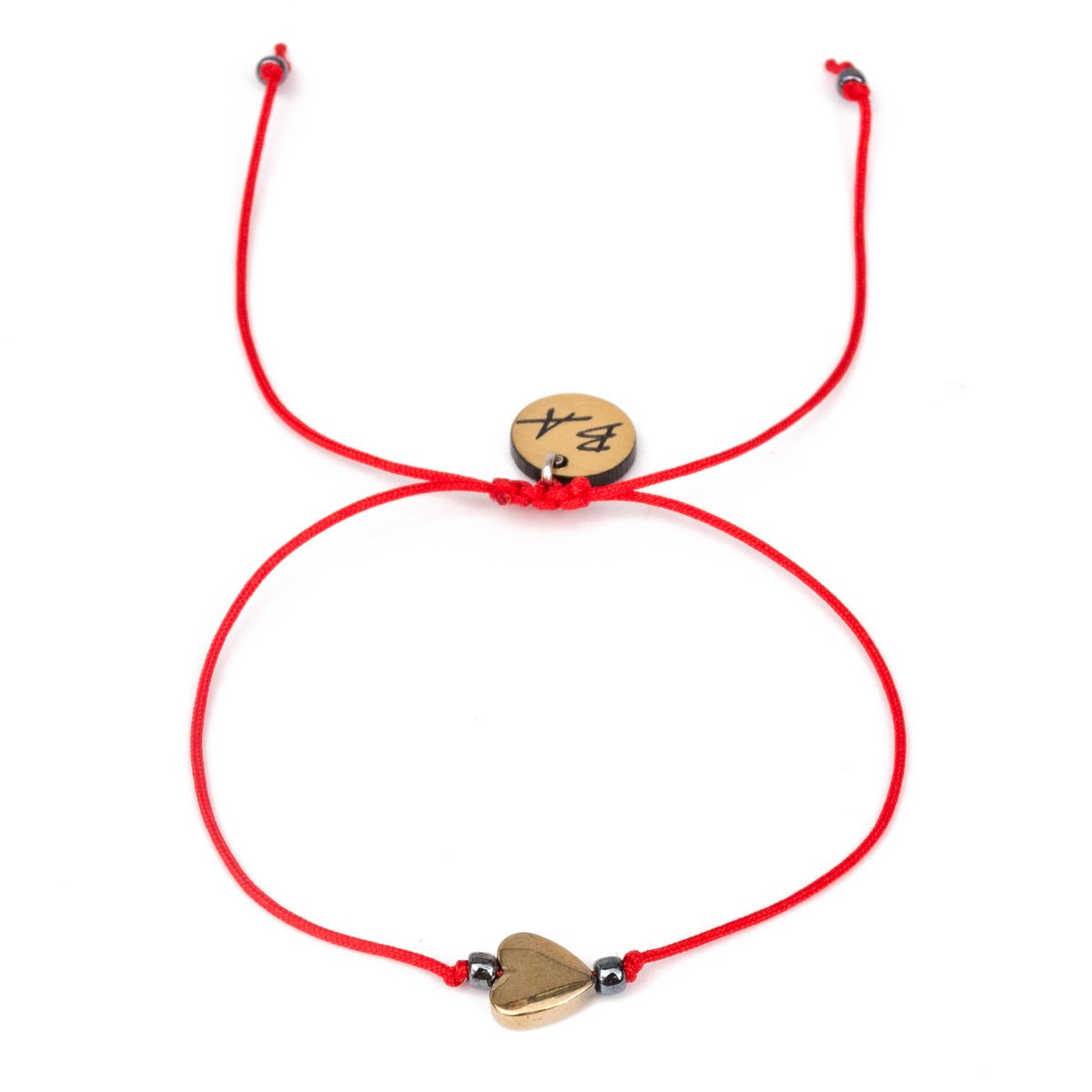 Bransoletka z sercem - czerwony sznureczek BA3629