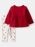 Kaftaniki dla niemowląt - carter's 2-częściowy zestaw w kolorze czerwono-kremowym - miniaturka - grafika 1