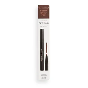 Makeup Revolution Bushy Brow Pen KREDKA DO BRWI W PĘDZELKU 01 Ash Brown - Kredki do oczu - miniaturka - grafika 2