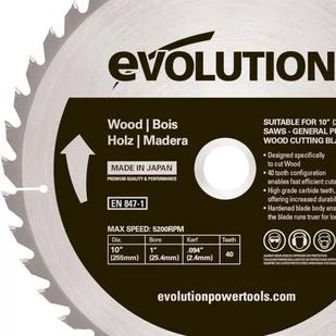 Piła Widiowa Evolution Do Cięcia Drewna 255Mm 40Z / Evo-255-40-D - Tarcze do pił - miniaturka - grafika 1