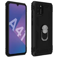 Etui i futerały do telefonów - Tylna obudowa Samsung Galaxy A41 Anti-shock Bi-materiał Pierścień podtrzymujący czarny - miniaturka - grafika 1