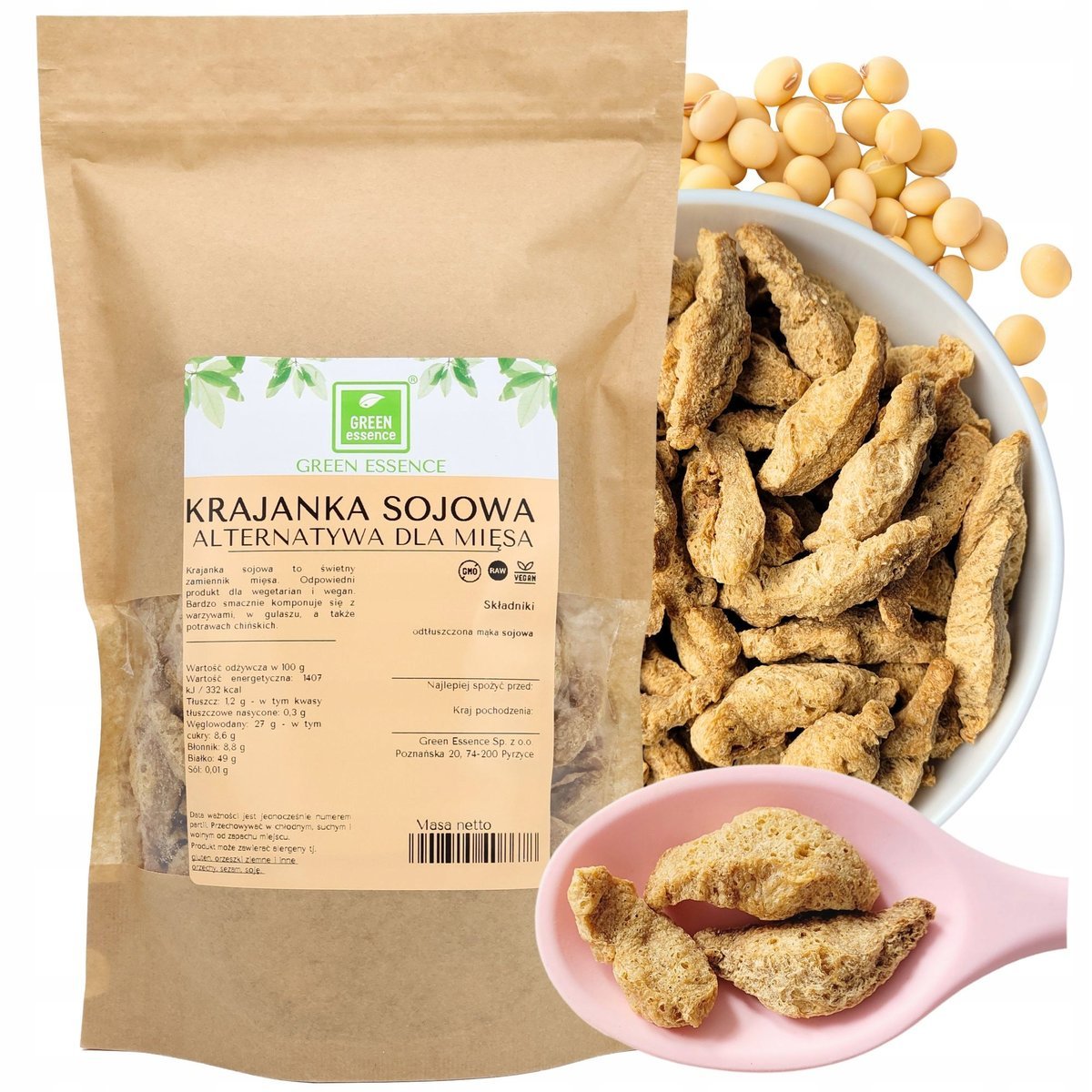 KRAJANKA SOJOWA na gulasz wege bez mięsa białko soja 250g