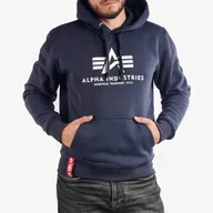 Bluzy męskie - Bluza z kapturem Alpha Industries Basic 178312 02 Granatowa M - miniaturka - grafika 1