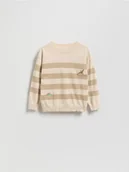 Bluzy i sweterki niemowlęce - Reserved - Sweter w paski - beżowy - miniaturka - grafika 1