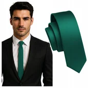 Krawaty i muchy męskie - Krawat śledzik butelkowa zieleń - miniaturka - grafika 1