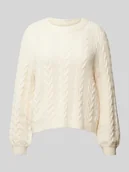 Swetry damskie - Sweter z dzianiny z okrągłym dekoltem model ‘RUBINA’ - miniaturka - grafika 1