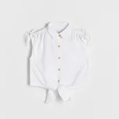 Koszulki dla dziewczynek - Reserved - Bluzka z lnem - Biały - miniaturka - grafika 1