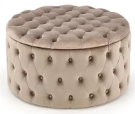 Pufy i podnóżki - Beżowa pufa ze schowkiem w stylu glamour L6-R35 - miniaturka - grafika 1