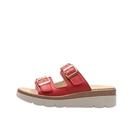 Kapcie damskie - GRÜNLAND Damskie wygodne kapcie z podwójną regulowaną klamrą, wyjmowana wewnętrzna skóra Drysoft, profilowana podeszwa i 4 cm klin, Czerwona, 39 EU - miniaturka - grafika 1