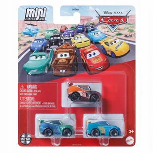 Mattel Disney Pixar Cars MINI Auta Zestaw samochodzików metalowych 3 szt - Samochody i pojazdy dla dzieci - miniaturka - grafika 1