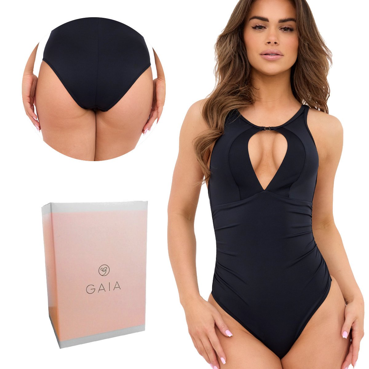 Strój kąpielowy jednoczęściowy figi Haia 039 czarny XXL