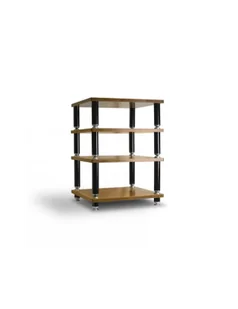 Norstone Stabbl 60 cm Bamboo Black – kompaktowy stolik Hi‑Fi / AV, 4 półki, nośność do 50 kg Czarny - Głośniki - stojaki i akcesoria - miniaturka - grafika 1