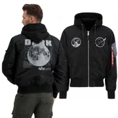 Odzież taktyczna i umundurowanie - Kurtka z kapturem Alpha Industries MA-1 VF Hood Dark Side 108108 285 - Czarna/Odblaskowa 3XL - miniaturka - grafika 1