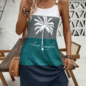 Inne - TEMU Damska letnia sukienka Bodycon, poliestrowy elastanowy dzianin, okrągły dekolt, wzór roślin, 200gsm, dla dorosłych - miniaturka - grafika 1