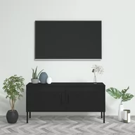 Szafki RTV - vidaXL Szafka pod telewizor czarna 105x35x52 cm stalowa 336232 - miniaturka - grafika 1