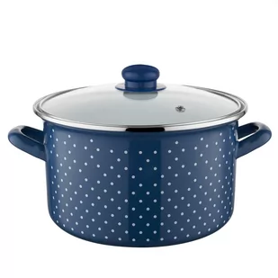 Garnek emaliowany na indukcję Emalia Polska Pleszew Retro 22 cm 5,3 l granatowy - Garnki - miniaturka - grafika 1