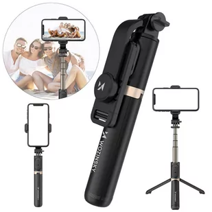 Wozinsky Selfie Stick Tripod teleskopowy statyw kijek do zdjęć + pilot Bluetooth czarny (WSSTK-01-BK) - Selfie stick - miniaturka - grafika 1