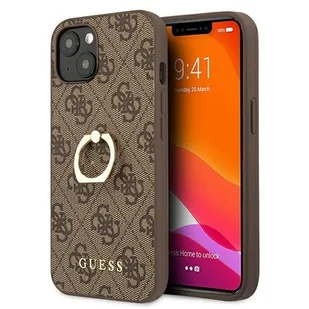 Guess 4G Ring Case - Etui iPhone 13 mini brązowy GUHCP13S4GMRBR - Etui i futerały do telefonów - miniaturka - grafika 1