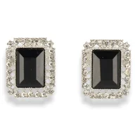 Kolczyki - Klipsy do uszu srebrne z czarnym kamieniem - miniaturka - grafika 1