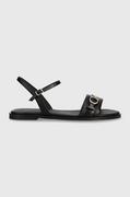 Sandały damskie - Calvin Klein sandały skórzane ALMOND SANDAL W/HW damskie kolor czarny HW0HW01483 - miniaturka - grafika 1