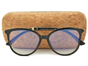 Okulary Kocie Oczy Korekcyjne z Antyrefleksem Zerówki POL-BLF-817K - Okulary korekcyjne, oprawki, szkła - miniaturka - grafika 1