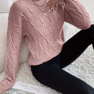 Swetry damskie - TEMU Damski Sweter Jesień Casual Elegancki Codzienny Wszechstronny Prosty Jednokolorowy Okrągły Dekolt Wysokiej Jakości Miękki Teksturowany Elegancki - miniaturka - grafika 1