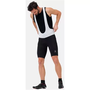 Spodenki rowerowe męskie z szelkami i wkładką Odlo Essentials czarno-białe - Spodnie sportowe męskie - miniaturka - grafika 1