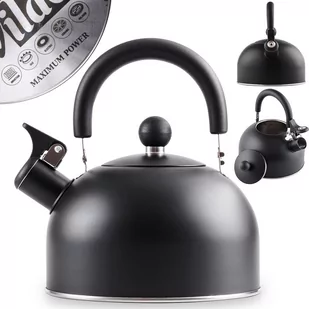 Czajnik z gwizdkiem stalowy czarny do gotowania wody na kuchenkę 2 l - Czajniki na gaz - miniaturka - grafika 1