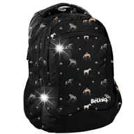 Plecaki szkolne i tornistry - PLECAK SZKOLNY MŁODZIEŻOWY CZARNY KONIE - miniaturka - grafika 1