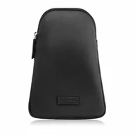 Torebki damskie - PLECAK MĘSKI SKÓRZANY NA JEDNO RAMIĘ NA SKOS MAŁY CZARNY PAOLO PERUZZI T-118-BL - miniaturka - grafika 1