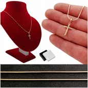 Łańcuszki - ZŁOTY ŁAŃCUSZEK DAMSKI ZMIJKA Z KRZYŻYKIEM 18K STAL CHIRURGICZNA + DARMOWE DODATKI - miniaturka - grafika 1