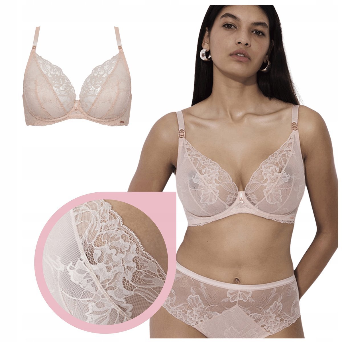 BIUSTONOSZ ALLES SUBLIME M jasny beż stanik soft koronka zbliża biust - 75C