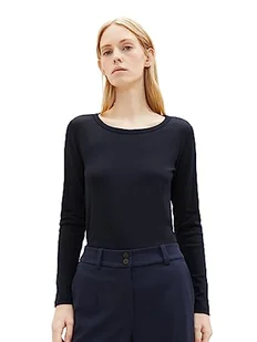 TOM TAILOR Damska koszulka z długim rękawem z prążkowaną strukturą, 10668-sky Captain Blue, XS - Koszulki i topy damskie - miniaturka - grafika 1