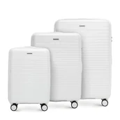 Walizki - Zestaw walizek z polipropylenu z błyszczącymi paskami - miniaturka - grafika 1