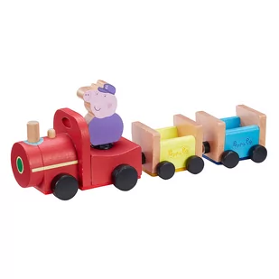 Zestaw drewniany pociąg z figurką Peppa, podstawka Drop & Play - Pociągi dla dzieci - miniaturka - grafika 1