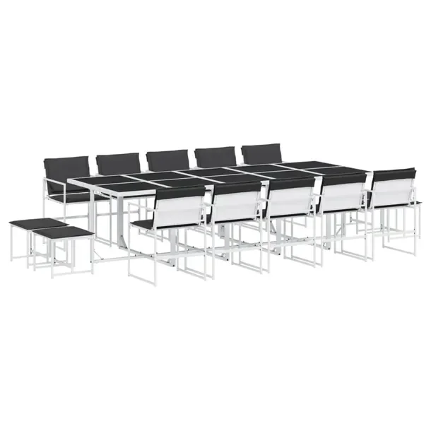 Zestaw mebli ogrodowych biały 275x107x72 cm - textilene, stal, szkło
