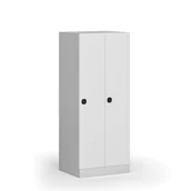 Szafki BHP - Szafa ubraniowa obniżona 2-drzwiowa, 1500 x 600 x 500 mm, zamek kodowy, drzwi laminowane, biała - miniaturka - grafika 1