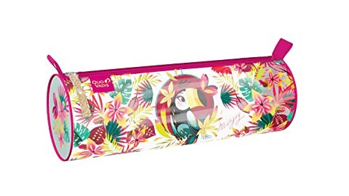 Quo Vadis - Kolekcja : MARGUY - Okrągły TROUSSE - 1 duża komora na długopisy, ołówki i markery - Wytrzymały materiał i zamek błyskawiczny - Format 22x7x7 cm - Visuel Toucan