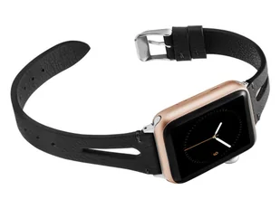 Pasek Leather Strap Alogy skóra do Apple Watch 42/44/45/49mm Czarny - Selfie stick - miniaturka - grafika 3